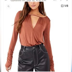 Free People Kaya keyhole bodysuit Copper Brown Small